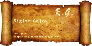 Rigler Gejza névjegykártya